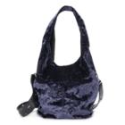Mudd&reg; Crushed Velvet Studded Strap Hobo, Women's, Blue (navy)