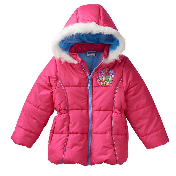Girls 4-6x Shopkins Lippy Lips, Apple Blossom & Strawberry Kiss Heavyweight Puffer Jacket, Girl's, Size: 4, Pink