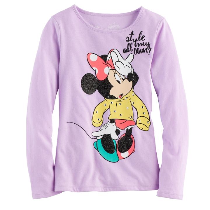 Disney's Minnie Mouse Girls 4-7 Style All My Own Glitter Graphic Tee By Jumping Beans&reg;, Size: 4, Light Grey