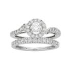 14k White Gold 1 Carat T.w. Igl Certified Diamond Halo Engagement Ring Set, Women's, Size: 7