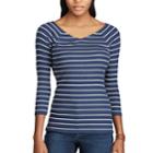 Women's Chaps Striped Ribbed Top, Size: Xl, Blue
