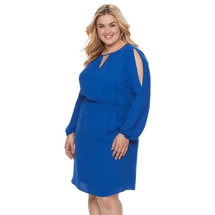 Plus Size Apt. 9&reg; Cold-shoulder Crepe Dress, Women's, Size: 18 W, Blue