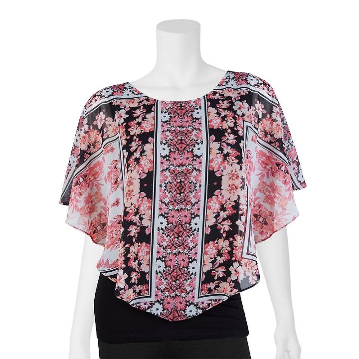 Women's Ab Studio Print Chiffon Popover Top, Size: Xlrg Av/rg, Ovrfl Oth