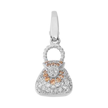 Giorgio Martello Cubic Zirconia Sterling Silver Purse Charm, Women's, Brown