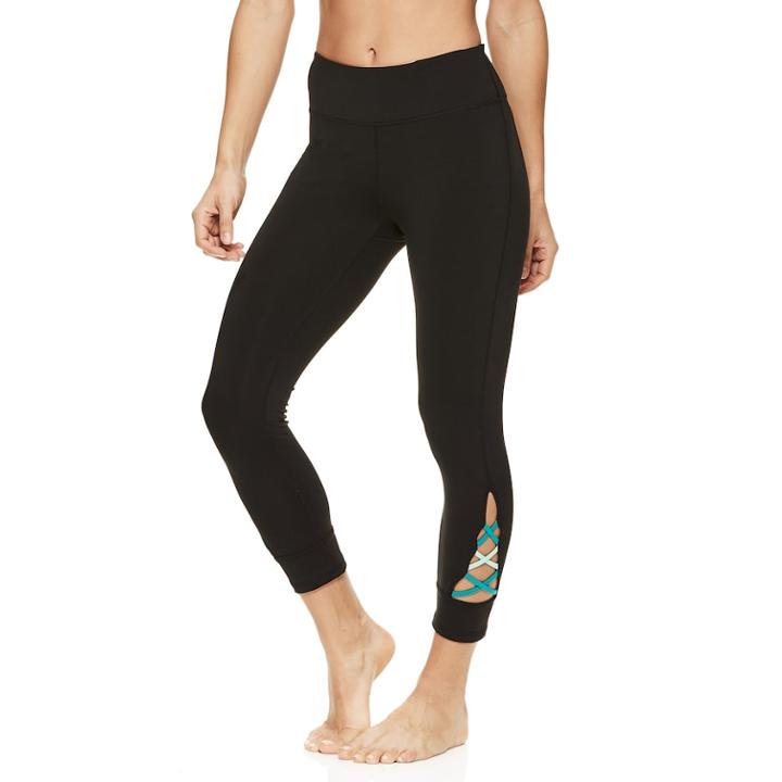 Women's Gaiam Om Pop Strappy Yoga Capri Leggings, Size: Xs, Oxford