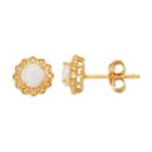 18k Gold Over Silver Lab-created Opal Flower Stud Earrings, Women's, White
