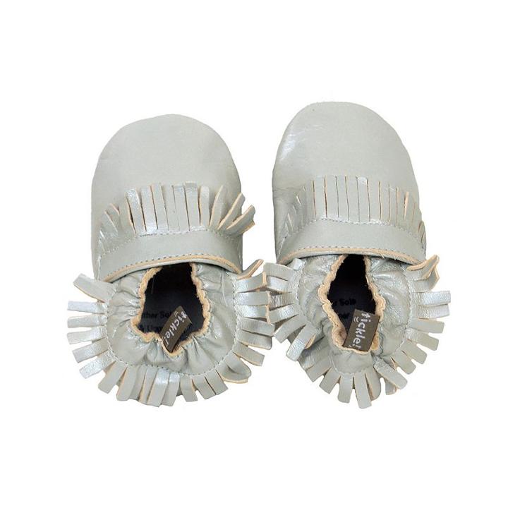 Baby Tommy Tickle Metallic Moccasin Crib Shoes, Infant Unisex, Size: 6-12months, Silver