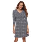 Petite Croft & Barrow&reg; Printed Pullover Dress, Women's, Size: Xs Petite, Dark Blue
