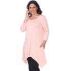 Plus Size White Mark Handkerchief Tunic Top, Women's, Size: 1xl, Pink