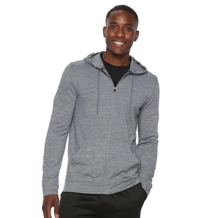 Men's Tek Gear&reg; Brushed Space-dyed Full-zip Hoodie, Size: Large, Grey