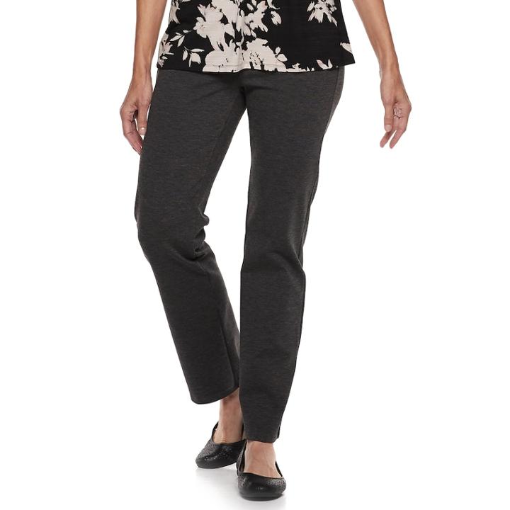 Women's Dana Buchman Everyday Casual Straight-leg Pull On Pants, Size: Medium, Dark Grey