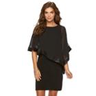 Women's Chaps Sequin Cold-shoulder Chiffon-overlay Evening Dress, Size: 14, Black