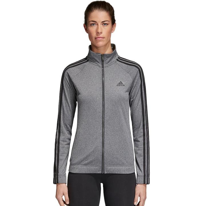 Women's Adidas Striped Track Jacket, Size: Xl, Dark Grey