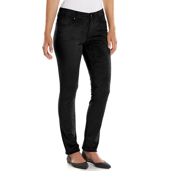 Petite Gloria Vanderbilt Bridget Faux-suede Skinny Pants, Women's, Size: 16p-short, Black