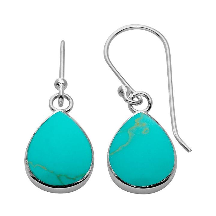 Sterling Silver Reconstituted Turquoise Teardrop Earrings, Women's, Blue
