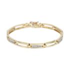 Men's 10k Gold 1/4 Carat T.w. Diamond Rectangle Link Bracelet, Size: 8.5, White