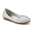 Candie's&reg; Girls' Rhinestone Ballet Flats, Girl's, Size: 1, Light Grey