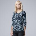 Women's Simply Vera Vera Wang Crinkle Printed Tee, Size: Medium, Med Blue