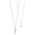 Lc Lauren Conrad Two Tone Heart & Key Pendant Necklace Set, Women's, Multicolor