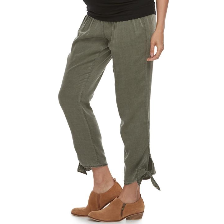 Maternity A:glow Full Belly Panel Twill Pants, Women's, Size: Xxl-mat, Green
