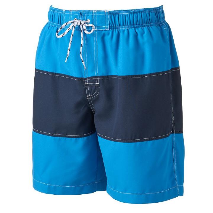 Men's Croft & Barrow&reg; Colorblock Microfiber Swim Trunks, Size: Large, Blue Other