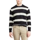 Men's Chaps Regular-fit Striped Crewneck Sweater, Size: Large, Black