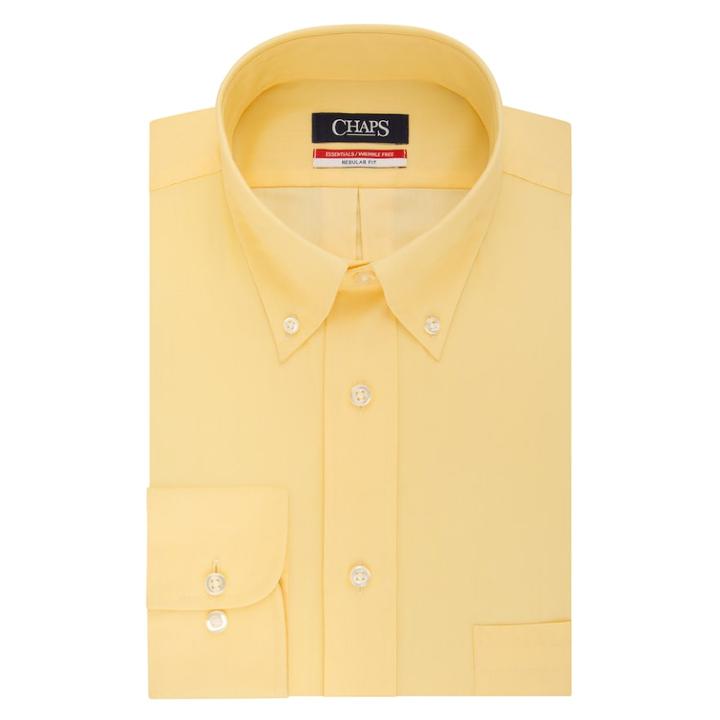 Big & Tall Chaps Essentials Regular-fit Herringbone Wrinkle-free Dress Shirt, Men's, Size: 20 35/6t, Yellow