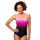 Women's Reebok Electric Lightning Zigzag One-piece Swimsuit, Size: 10, Pink