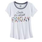 Girls 7-16 Smile It's Almost Friday Graphic Tee, Girl's, Size: Large, White Oth