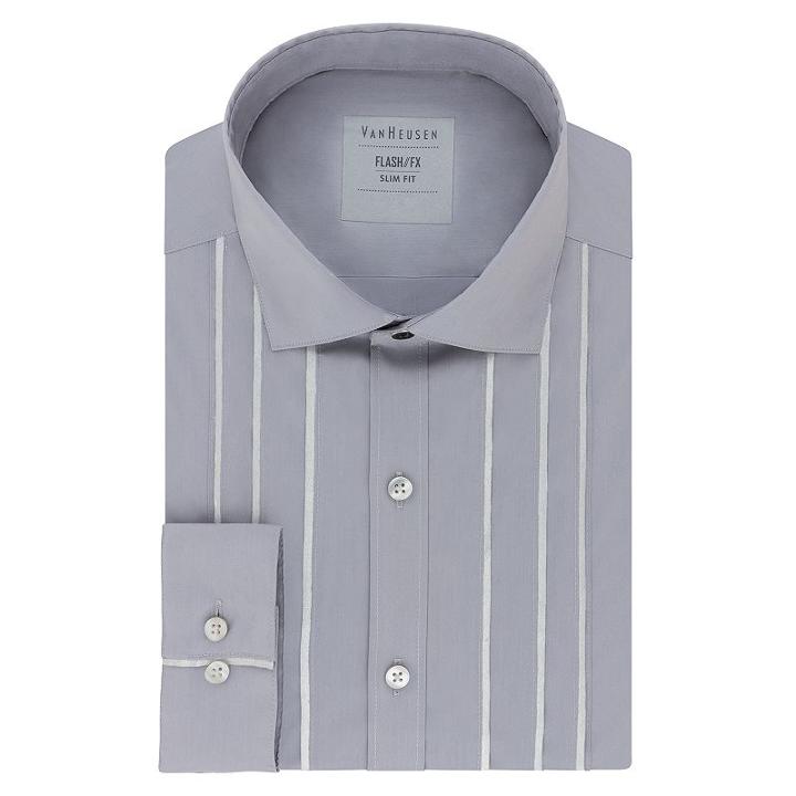 Men's Van Heusen Slim-fit Flash/fx Dress Shirt, Size: Xl-32/33, Grey Other