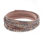 Simply Vera Vera Wang Pink Faux Leather Multi Row Wrap Bracelet With Swarovski Crystals, Women's, Brown
