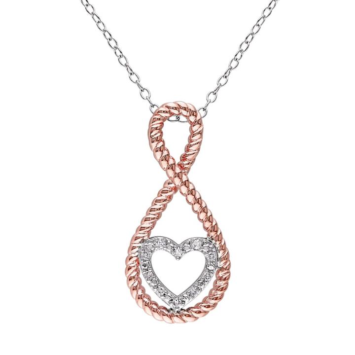 Stella Grace Diamond Accent Sterling Silver Two Tone Infinity Heart Pendant Necklace, Women's, Size: 18, White