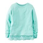 Girls 4-8 Carter's Long Sleeve Lace Hem Top, Size: 4, Turquoise/blue (turq/aqua)