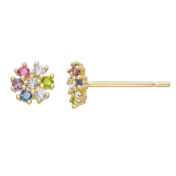 Junior Jewels Cubic Zirconia 14k Gold Flower Stud Earrings - Kids, Girl's, Multicolor