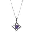 Silver Luxuries Cubic Zirconia & Marcasite Openwork Star Pendant Necklace, Women's, Purple