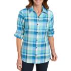 Women's Dickies Plaid Button-down Shirt, Size: Small, Ovrfl Oth