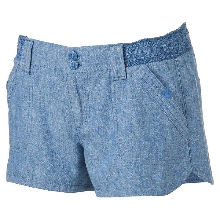 Juniors' Rewind Smocked Linen Shortie Shorts, Girl's, Size: Small, Med Blue