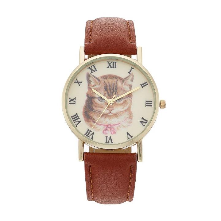 Vivani Women's Cat Watch, Size: Medium, Brown