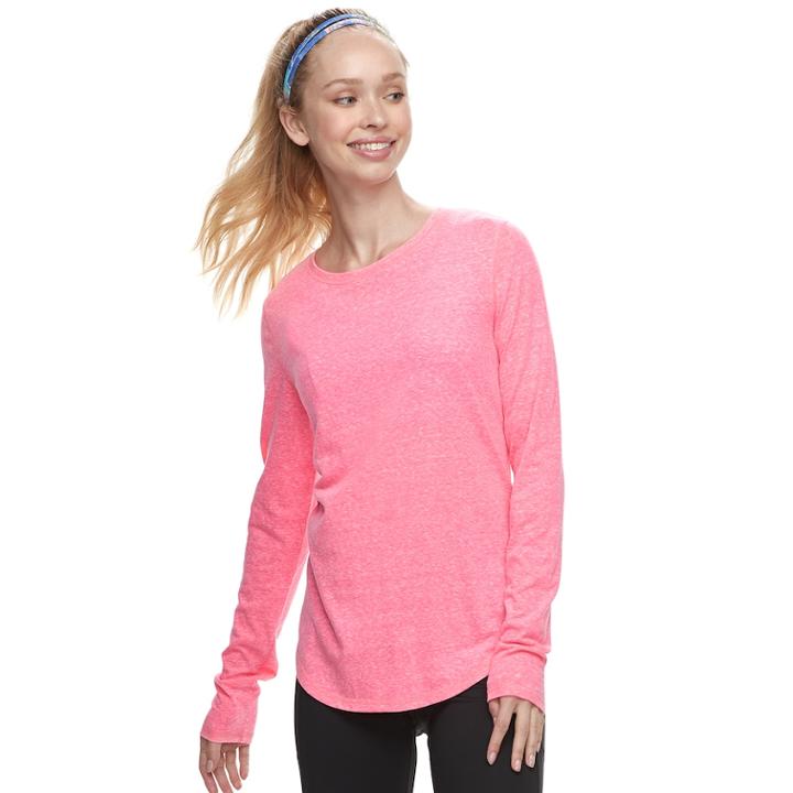 Petite Tek Gear&reg; Crewneck Long Sleeve Tee, Women's, Size: Xl Petite, Med Pink