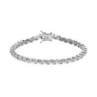 Sliver Tone Circle & Twist Link Tennis Bracelet, Women's, Grey