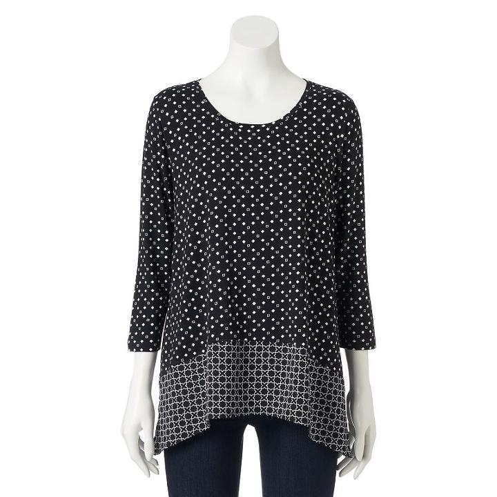 Women's Croft & Barrow&reg; Handkerchief-hem Top, Size: Small, Black