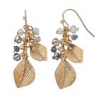 Lc Lauren Conrad Beaded Cluster Leaf Nickel Free Drop Earrings, Women's, Grey