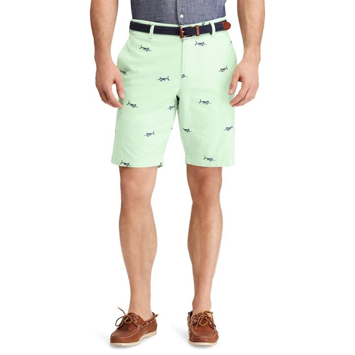 Big & Tall Chaps Classic-fit Swordfish Chambray Flat-front Shorts, Men's, Size: 44, Green