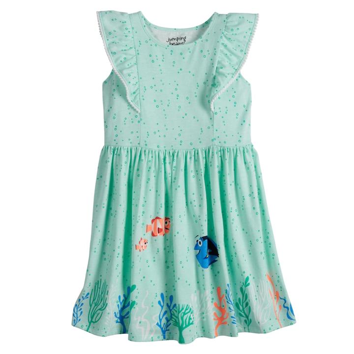 Disney's Finding Nemo Nemo, Dory & Marlin Girls 4-10 Pom-pom Ruffle Trim Flutter Dress By Jumping Beans&reg;, Size: 8, Light Blue