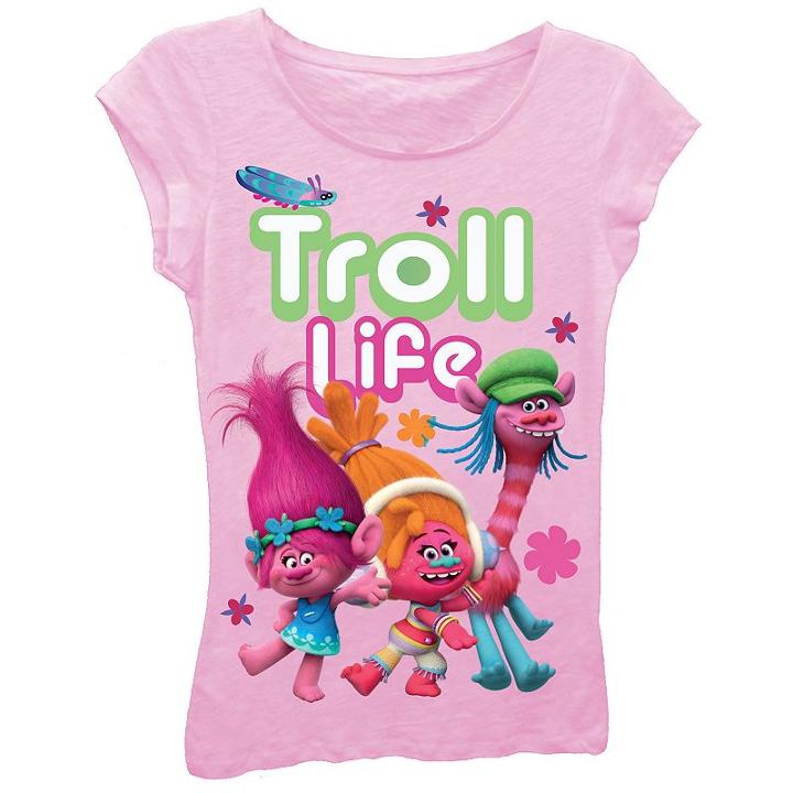 Girls 7-16 Dreamworks Trolls Poppy, Dj Suki & Cooper Troll Life Graphic Tee, Girl's, Size: Xl, Light Pink