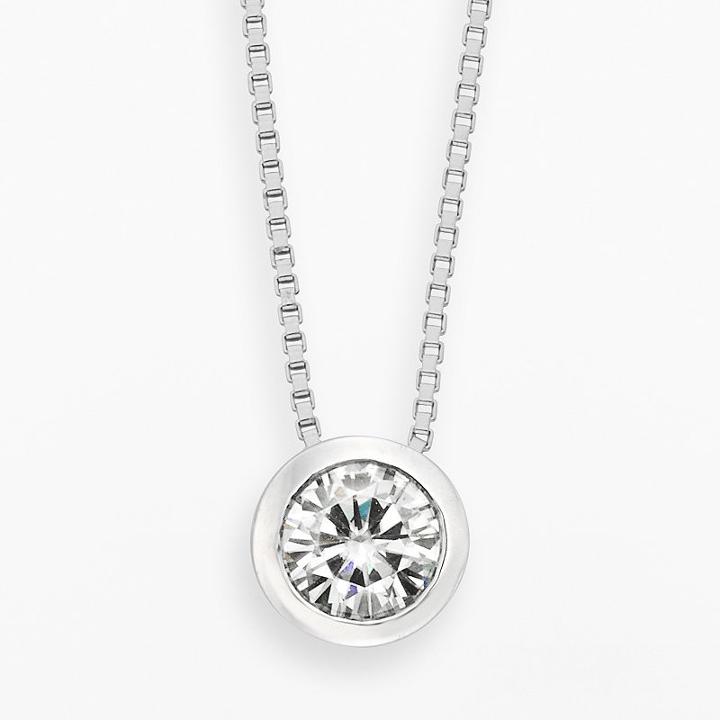 Forever Brilliant 14k White Gold 1/2-ct. T.w. Round-cut Lab-created Moissanite Pendant, Women's, Size: 18