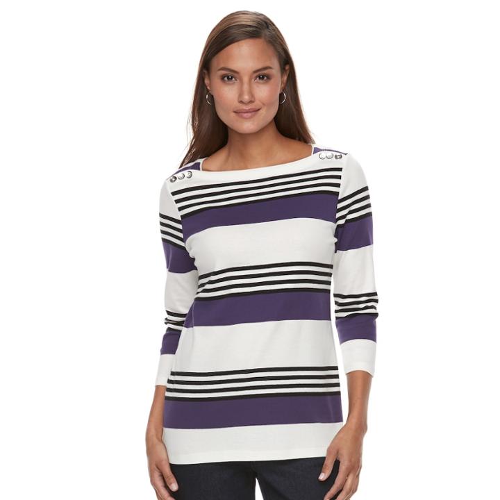 Women's Croft & Barrow&reg; Button-shoulder Top, Size: Large, Drk Purple