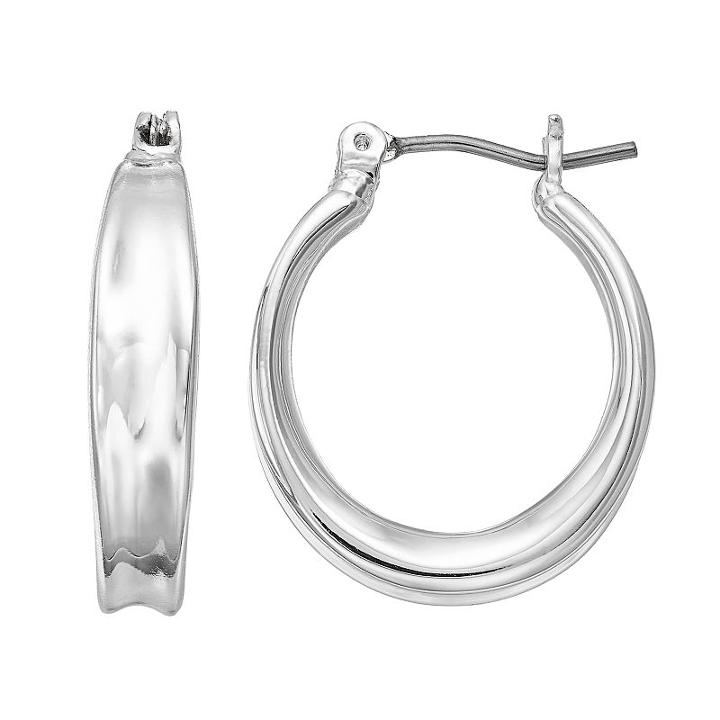 Napier Concave Flat Tube Hoop Earrings, Women's, Silver
