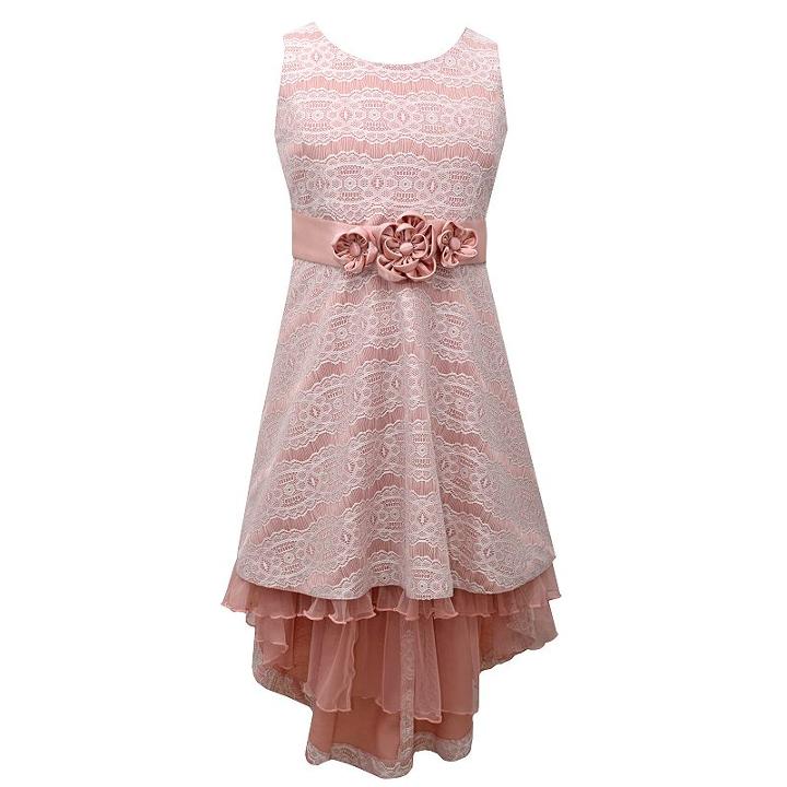 Girls 7-16 & Plus Size Bonnie Jean Bonded Lace High-low Hem Dress, Size: 20 1/2, Light Pink