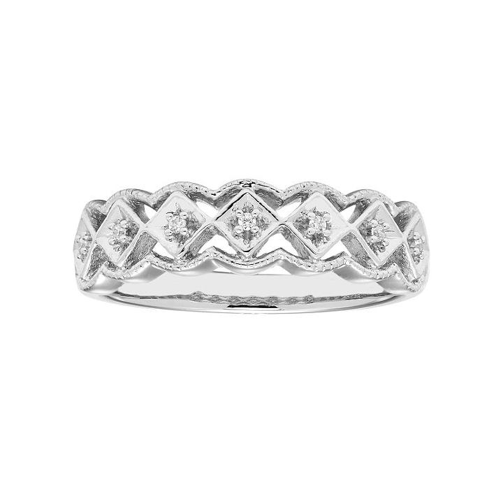 Sterling Silver Diamond Accent Geometric Anniversary Ring, Women's, Size: 8, White